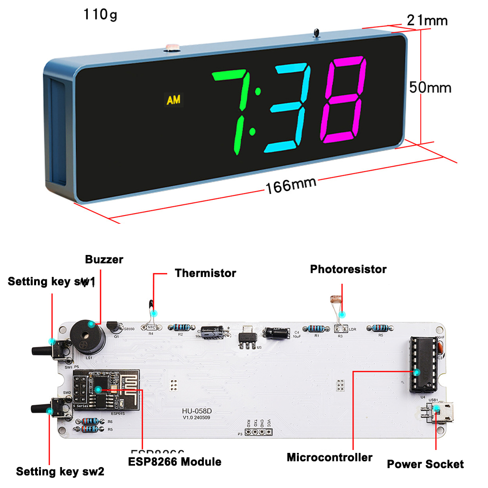 ESP8266 IoT Colorful WiFi Cloc - Diy Electronics For Beginners review and price