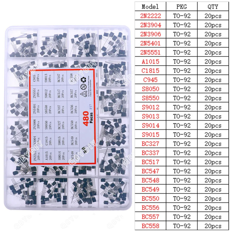 480Pcs 24Types NPN PNP Transis - Mosfet Transistor Set review and price