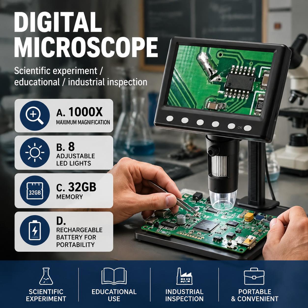 Inspection Microscope 1000x Ma - Diy Electronics Microscope review and price